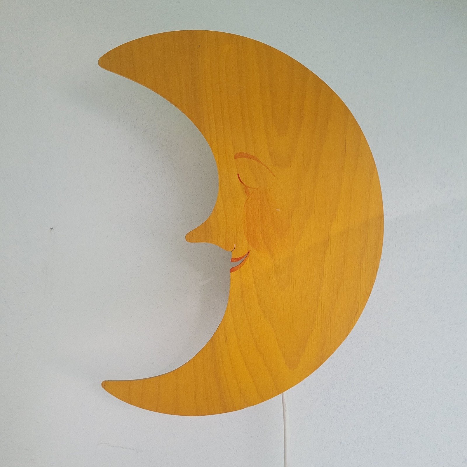 Houten Maan Wandlamp - De Noest, Ophalen of Verzenden, Gebruikt, Lamp