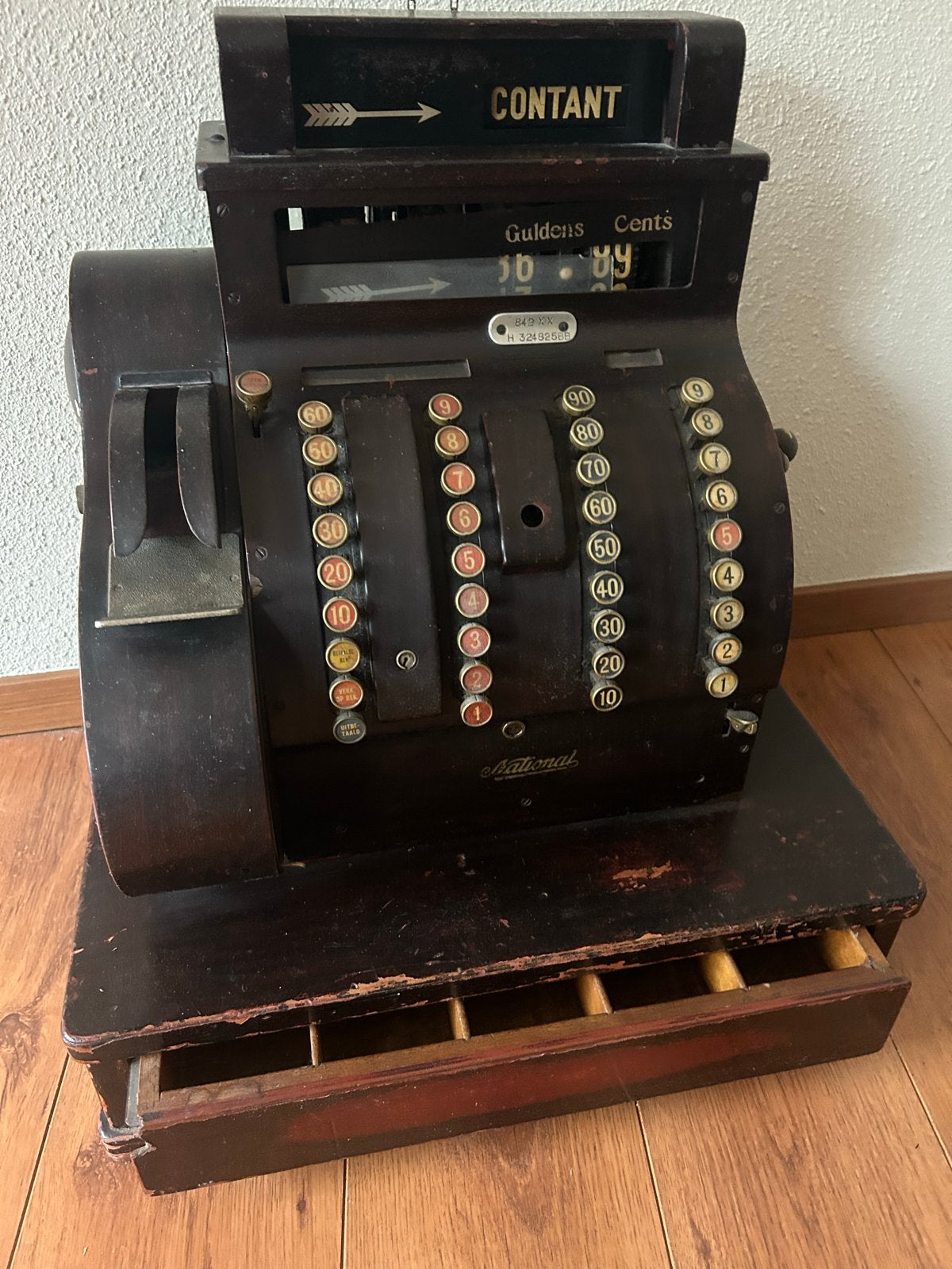 Antieke National Kassa met Lade - Vintage Geldlade, Ophalen