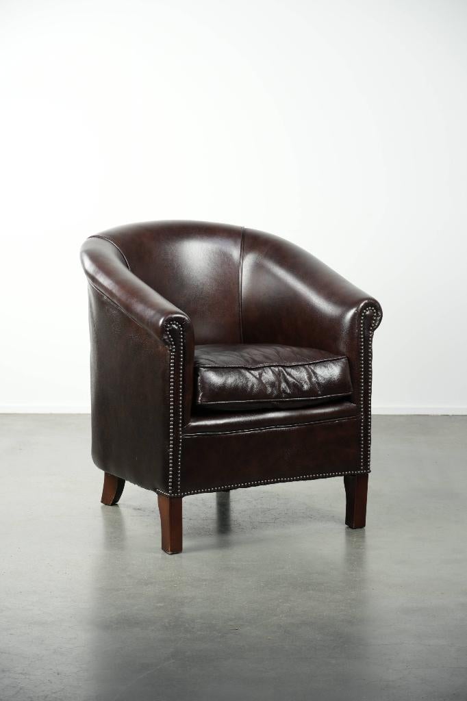 Rundleren clubfauteuil met een tijdloos en stijlvol design, Ophalen, Klassiek, Engels, Gebruikt, .