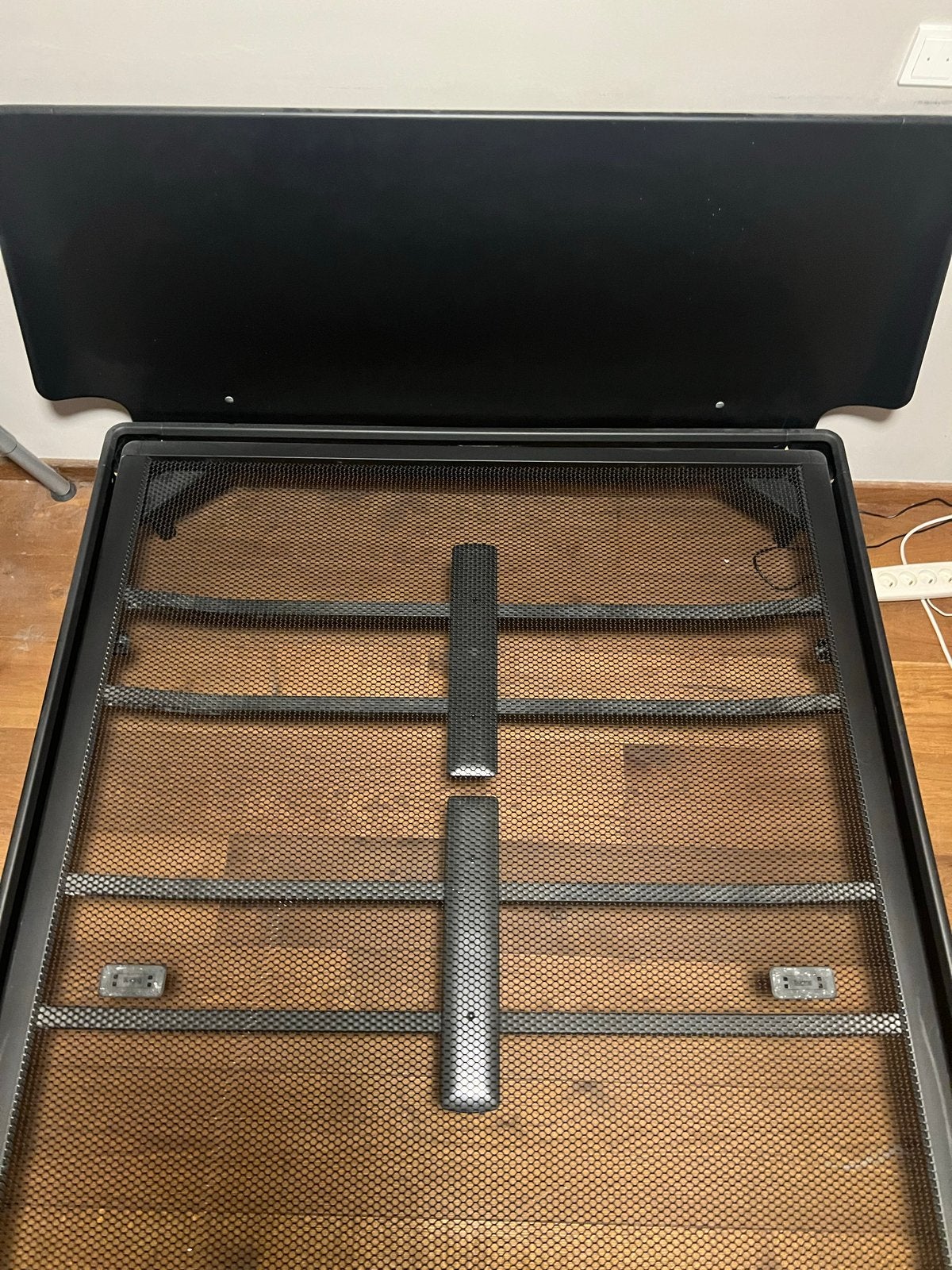 Zwart metalen bedframe met hoofdbord auping - 140x200 cm, Huis en Inrichting, Slaapkamer | Bedden, Ophalen, Gebruikt, Zwart, Tweepersoons
