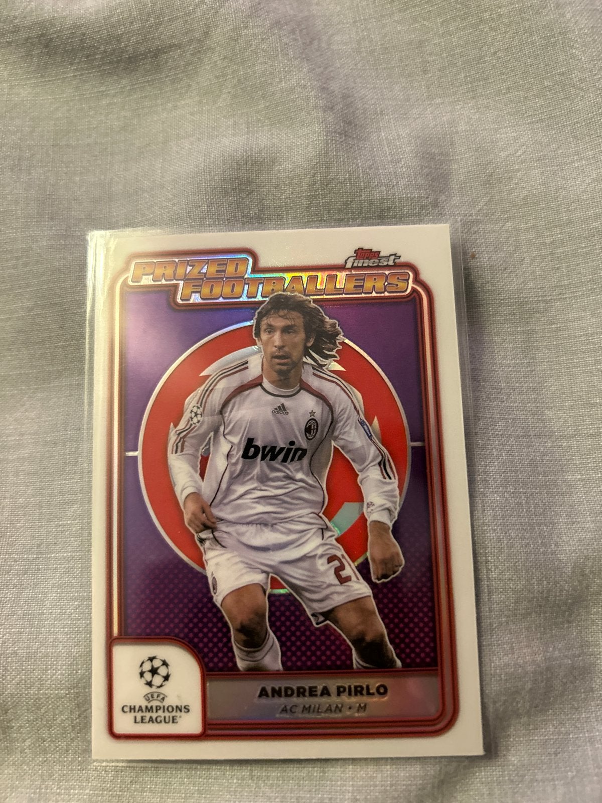 Andrea Pirlo Prized Footballers Topps Finest Champions Leagu, Ophalen of Verzenden, Zo goed als nieuw, Buitenlandse clubs, Spelerskaart