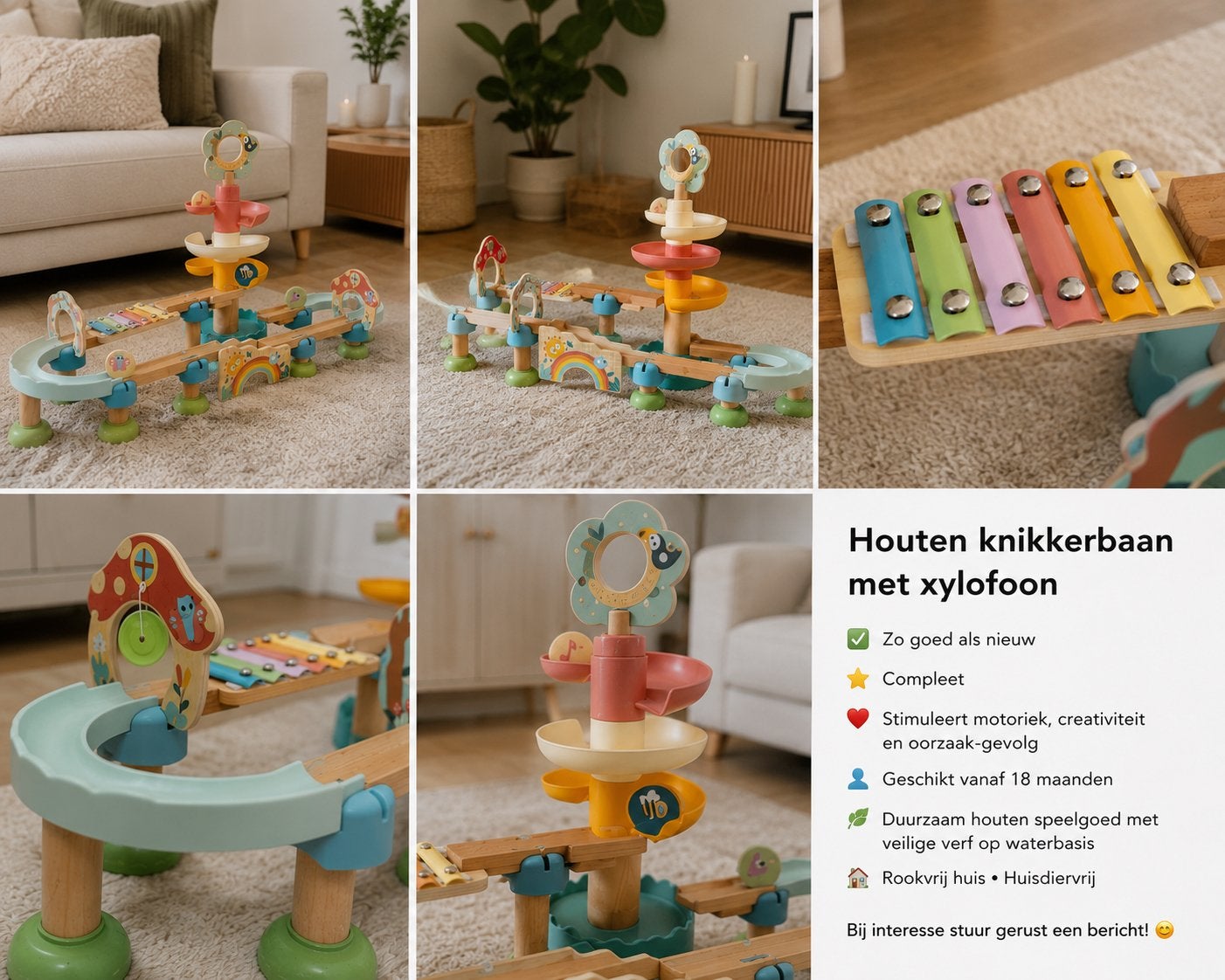 Houten knikkerbaan met xylofoon - Zo goed als nieuw, Kinderen en Baby's, Speelgoed | Babyspeelgoed, Ophalen of Verzenden, Zo goed als nieuw