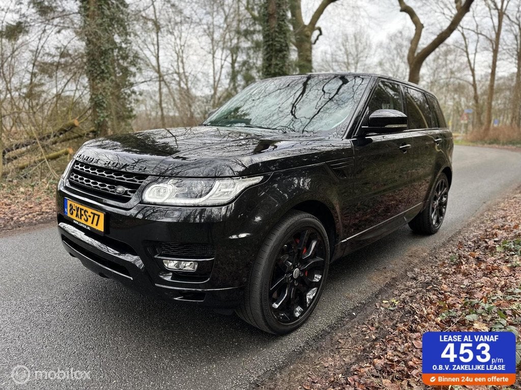 Range Rover Sport 3.0 Black on Black,trekhaak,panorama, TOP!, Auto's, Land Rover, Euro 5, Gebruikt, Zwart, 2993 cc
