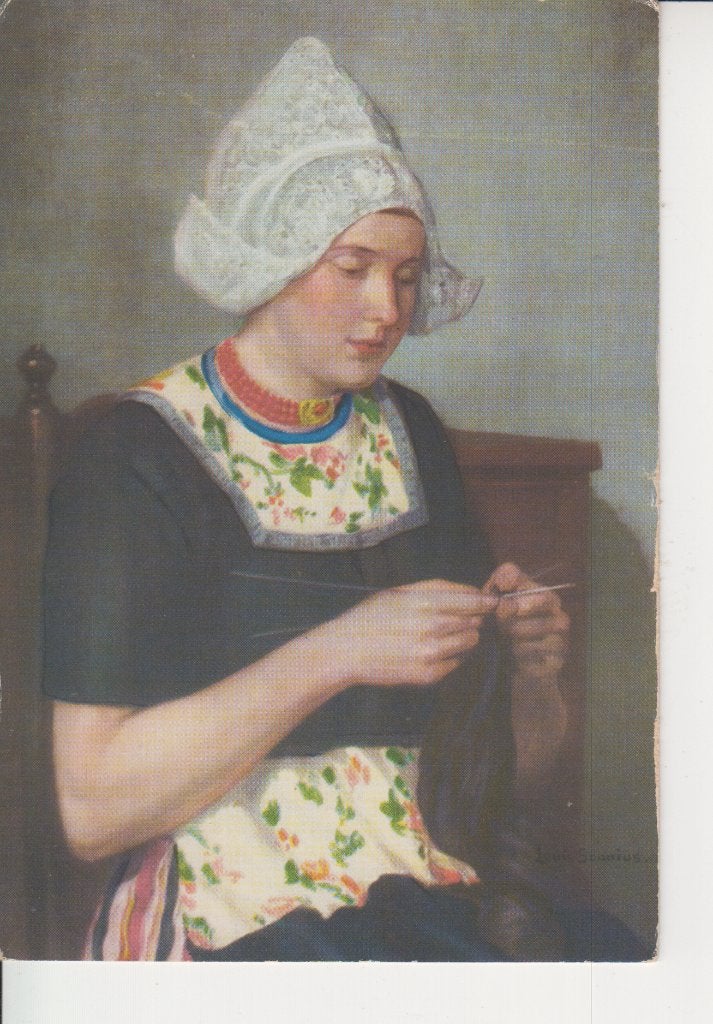 Klederdracht, Volendam, maar  schilderij van Louis Soonius, Verzenden, 1920 tot 1940, Ongelopen, Noord-Holland