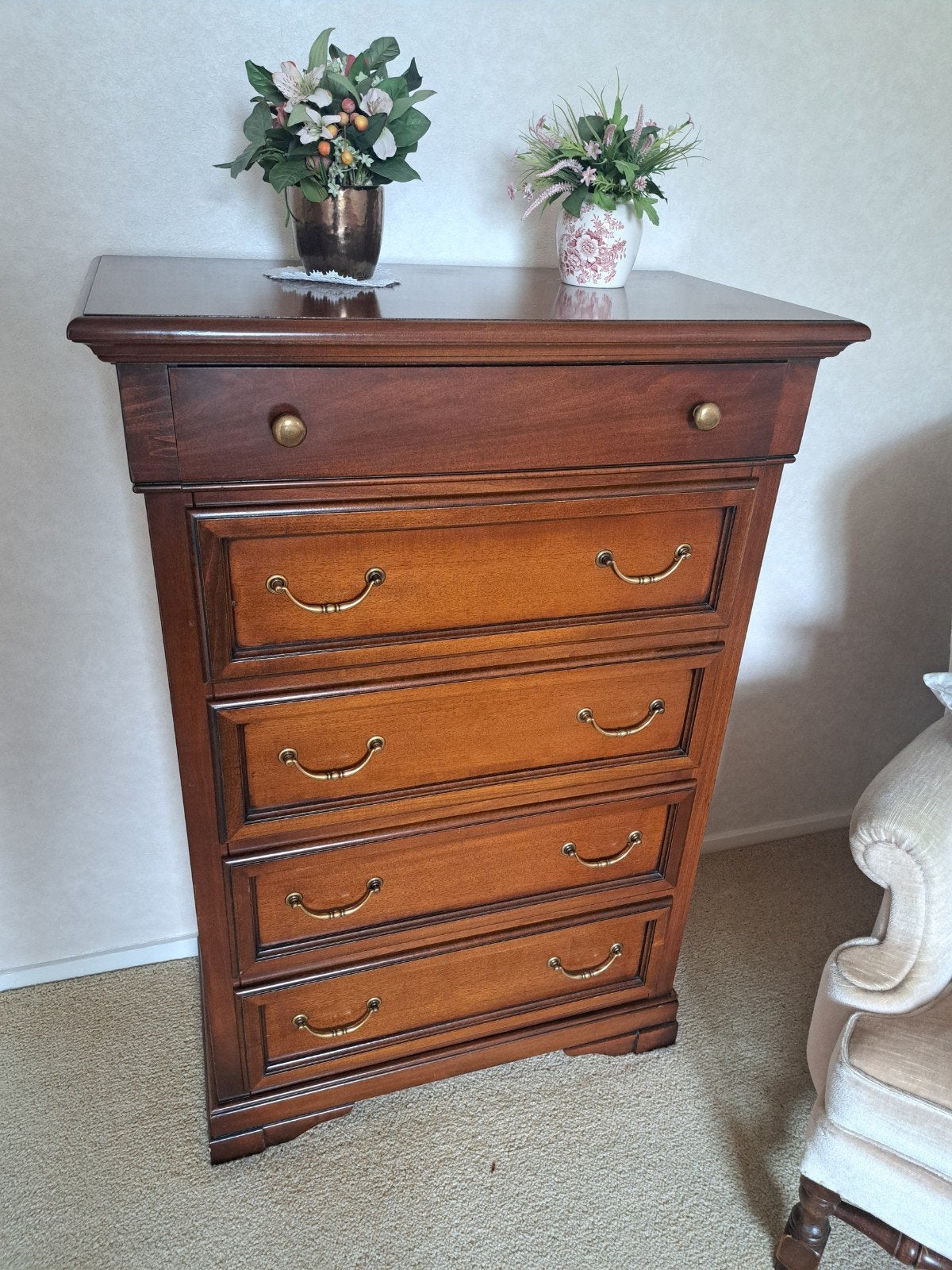 Klassieke houten ladekast en nachtkastjes, Ophalen, Gebruikt, 45 tot 65 cm, 70 cm of meer