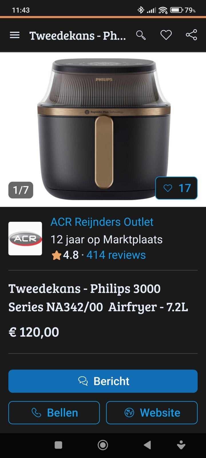 Philips Airfryer 332/00 met verlichting, Witgoed en Apparatuur, Airfryers, Ophalen, Nieuw, Airfryer