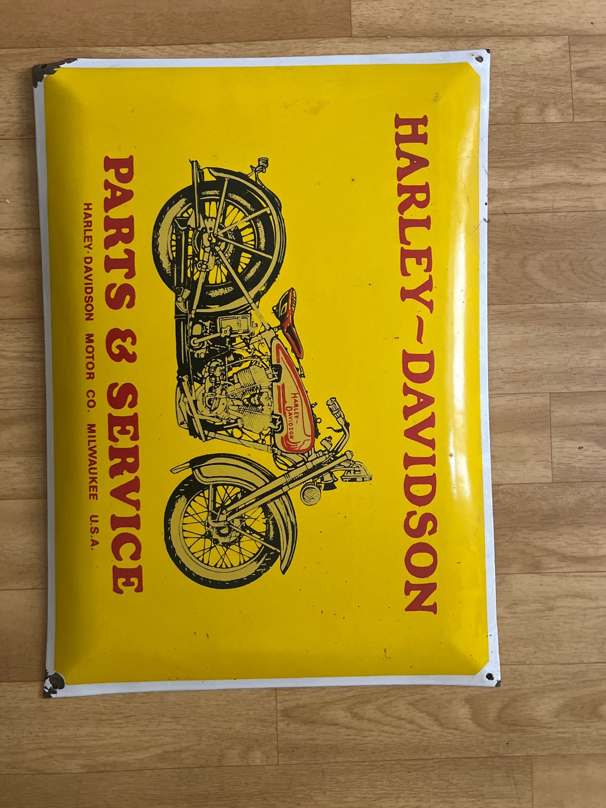 Harley-Davidson Emaille Bord - Parts & Service, Ophalen of Verzenden