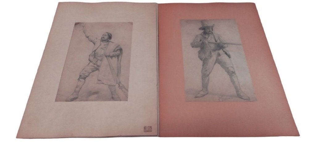5 potloodtekeningen van Xavier Mellery 1845-1921, Ophalen of Verzenden, Tekening