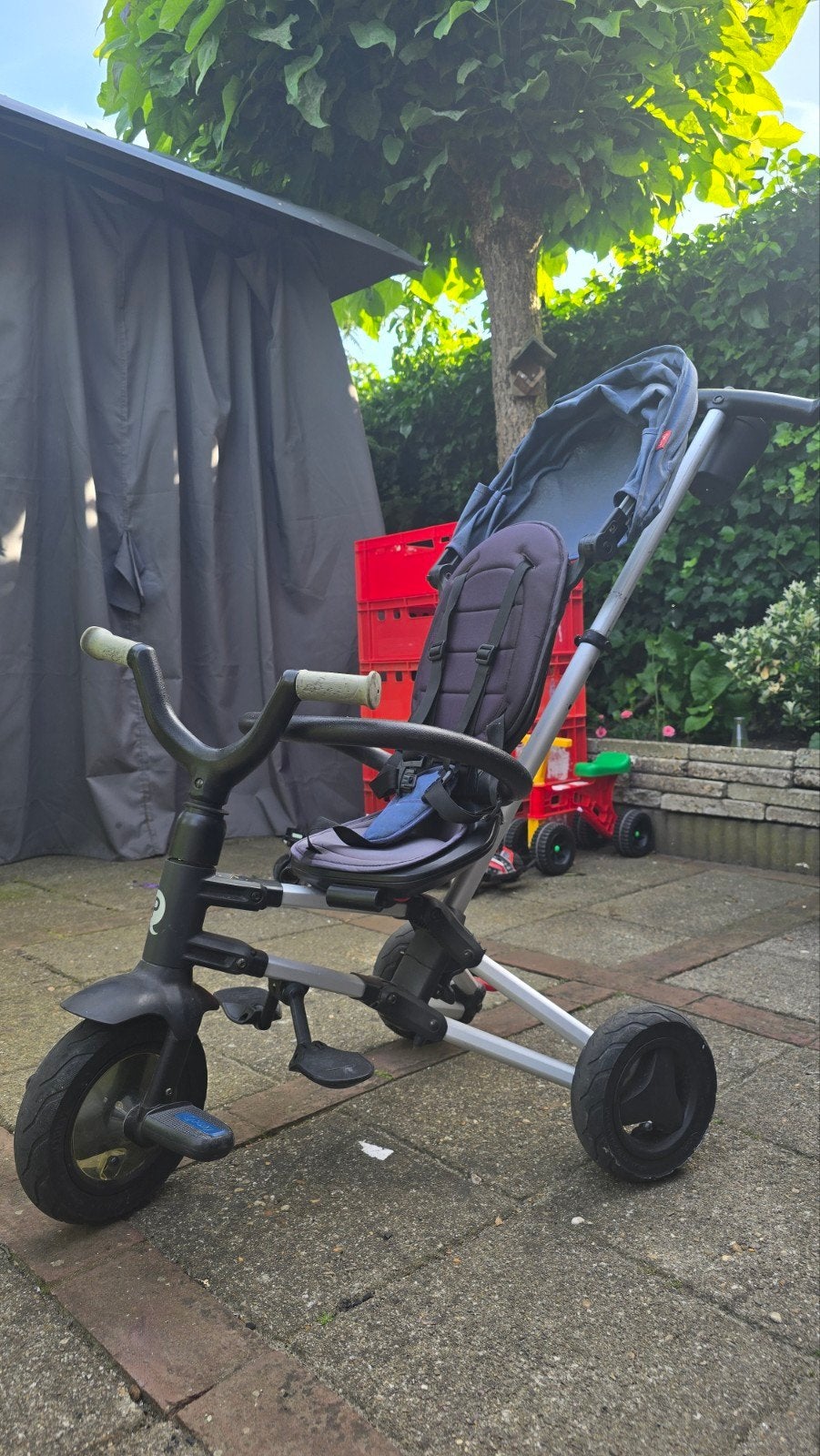 Comfortabele Kinderdriewieler met Duwstang, Ophalen, Gebruikt, Duwstang