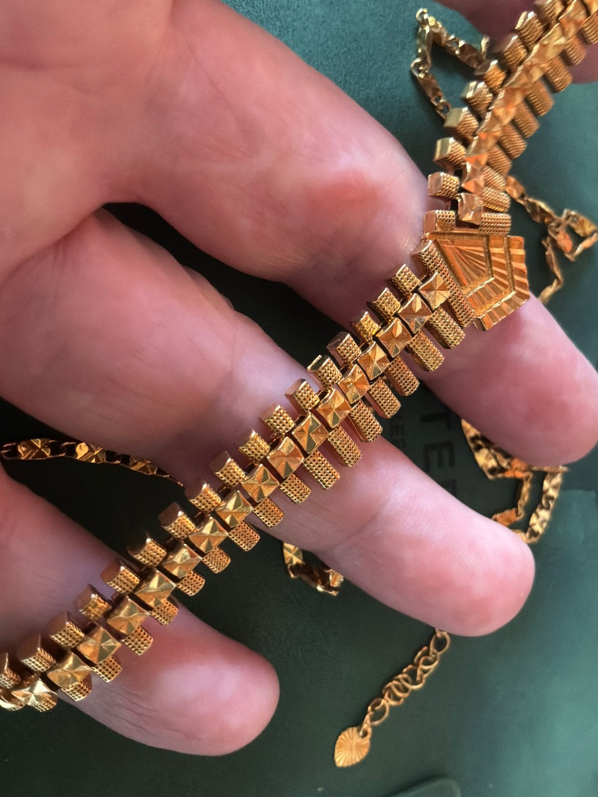 Vintage vergulde ketting collier, Verzenden, Zo goed als nieuw, Goud, Overige materialen
