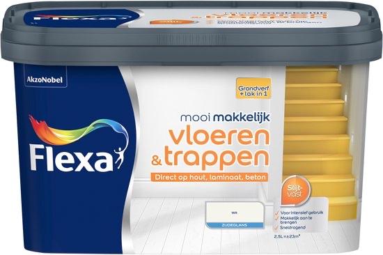 Flexa Mooi Makkelijk Vloeren & Trappen Zijdeglans Wit 2.5L, Ophalen, Wit, Nieuw, Verf