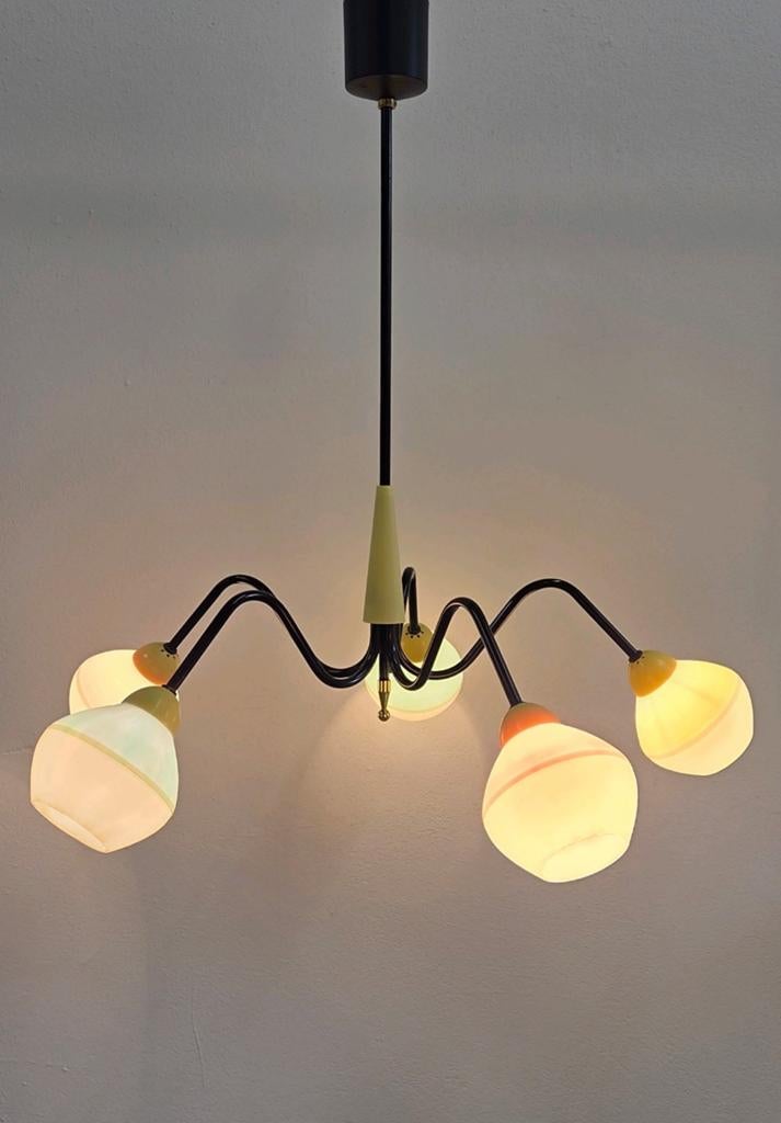 Mid Century modern Erco Spider Sputnik plafondlamp jaren '50, Huis en Inrichting, Ophalen, Gebruikt, 50 tot 75 cm, Mid Century modern