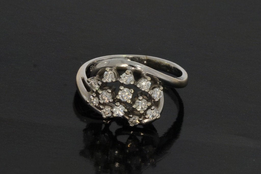 Diamanten rozet 14k gouden luxe briljant ring dame entourage, Voordeelsieraden, Ophalen of Verzenden, Met edelsteen, Dame