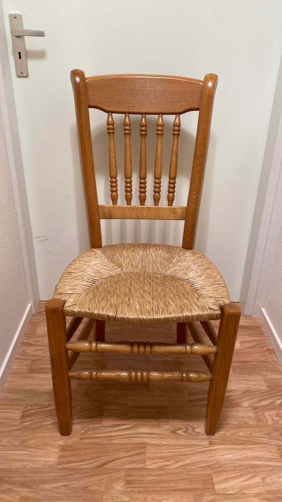 Blank eiken stoelen met rieten zitting 4 stuks, Ophalen