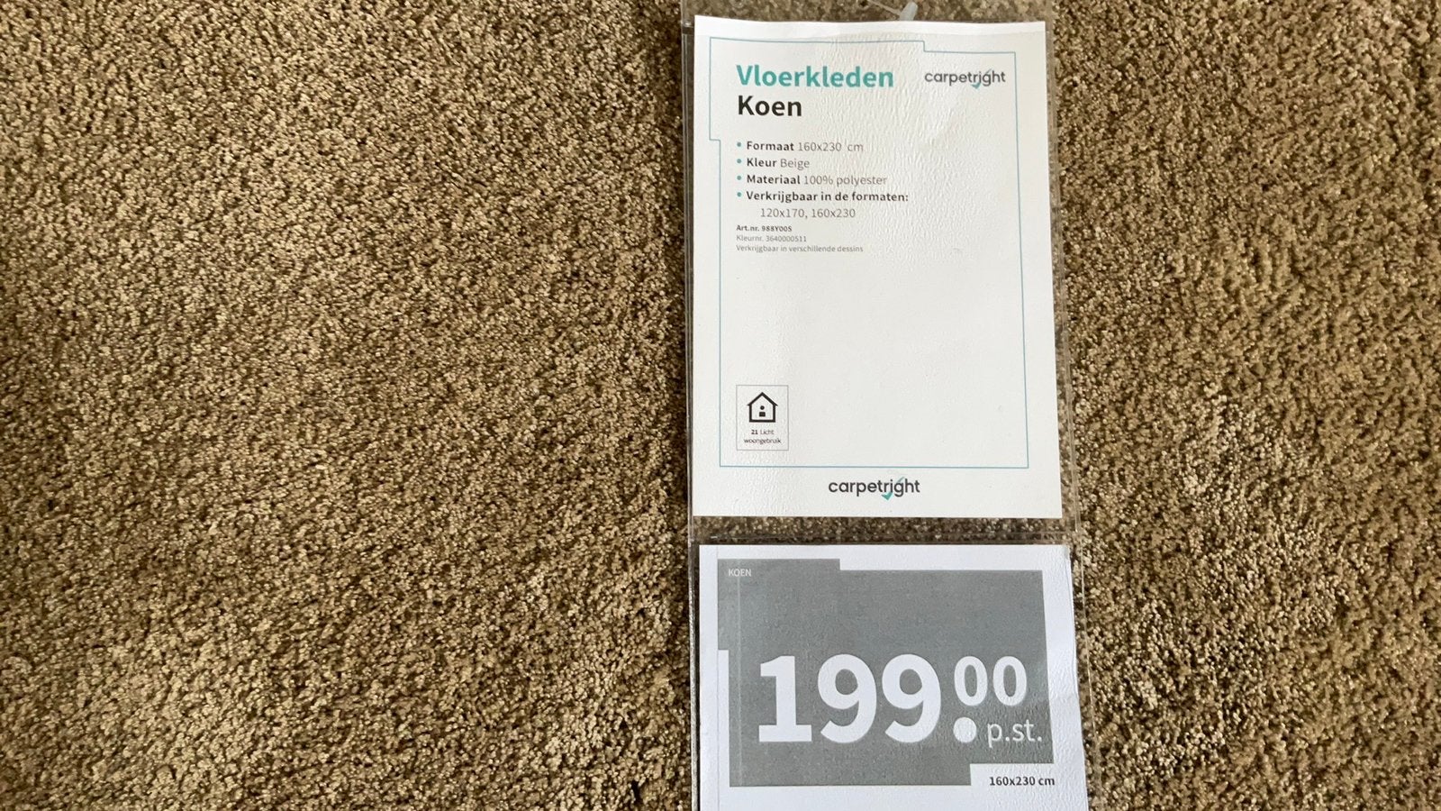 Nieuw Carpetright beige vloerkleed Koen 1.60 bij 2.30 m, Huis en Inrichting, Stoffering | Tapijten en Kleden, Ophalen, Beige, 150 tot 200 cm