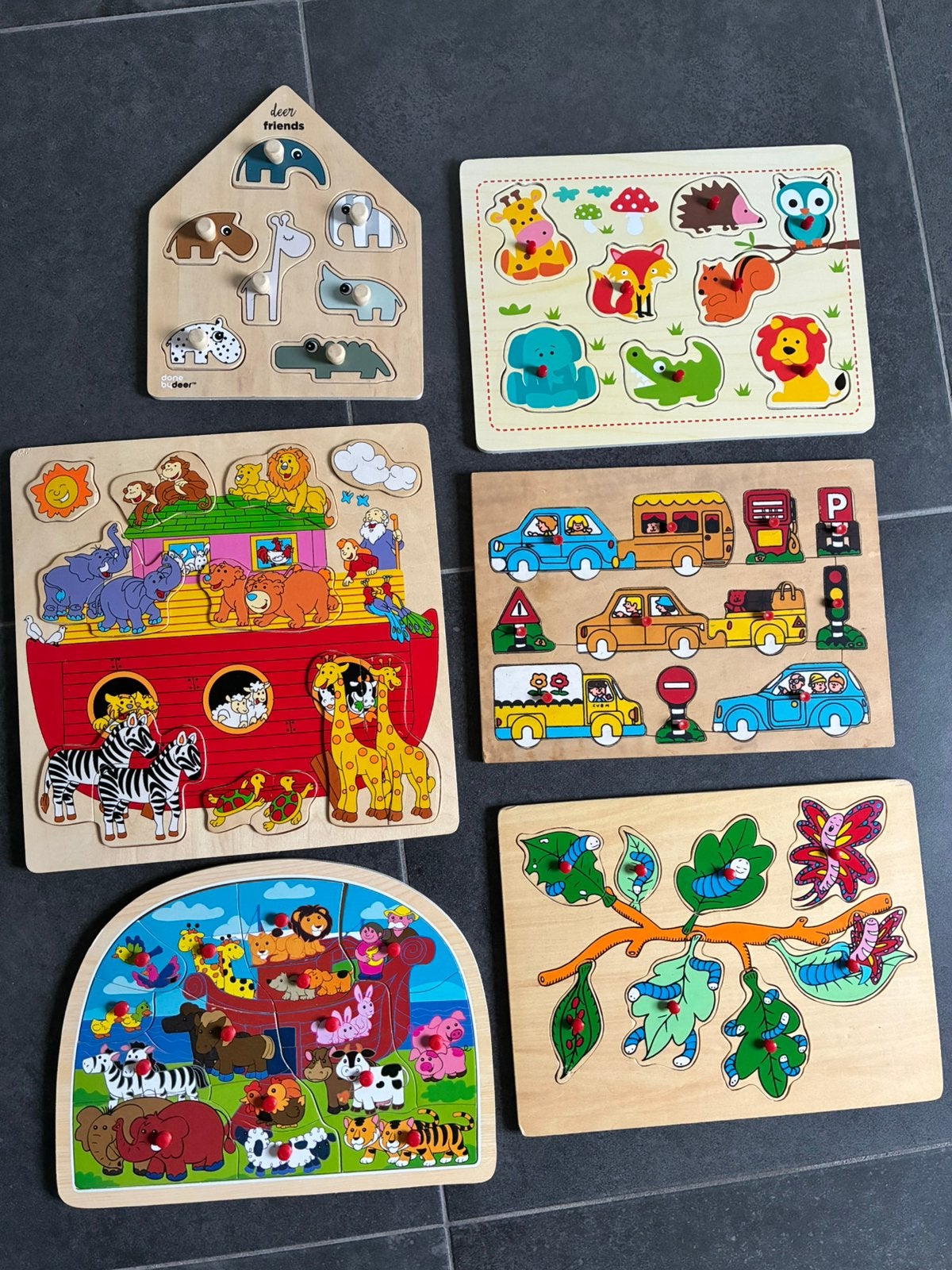 Kinderpuzzels 6 stuks, Ophalen, 10 tot 50 stukjes, Zo goed als nieuw, Van hout