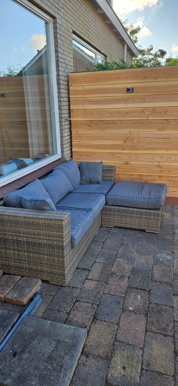 Comfortabele Wicker Loungeset met Kussens, Tuin en Terras, Tuinsets en Loungesets, Ophalen, Wicker, Hocker