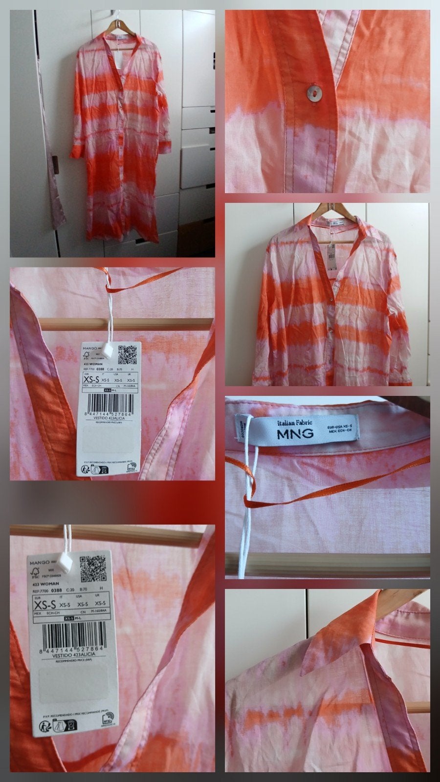 MNG Mango Jurk Oranje Roze Tie-Dye XS-S Nieuw met kaartje, Mango, Nieuw, Oranje, Ophalen of Verzenden