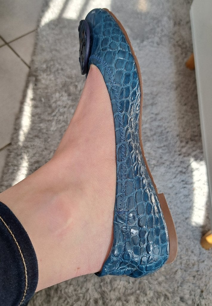 Tory Burch kobalt blauwe leren ballerina maat 38.5- 39 42190, Blauw, ., Zo goed als nieuw, Tory Burch