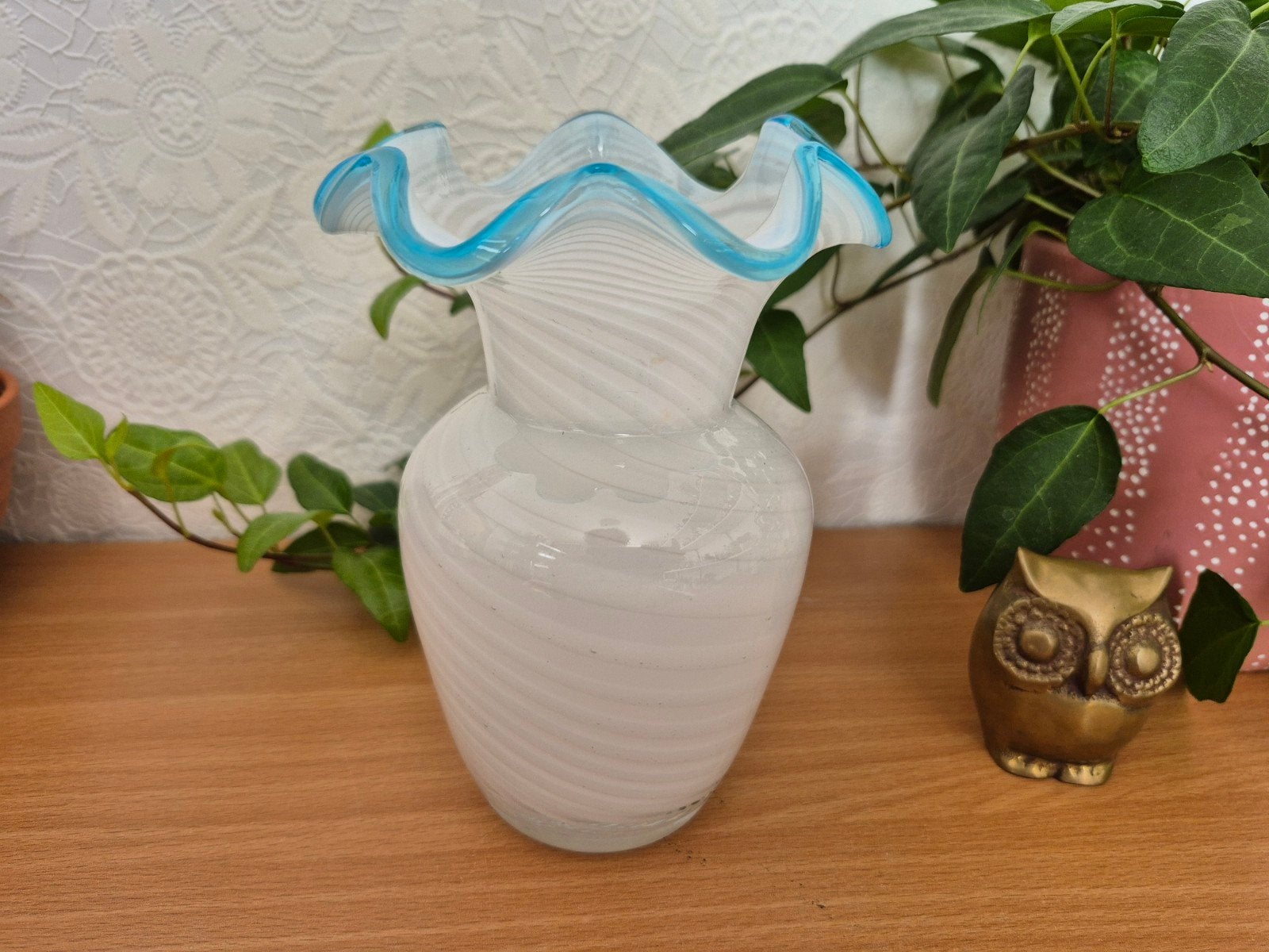 Vintage Italiaans Murano glas swirl vaasje., Ophalen of Verzenden