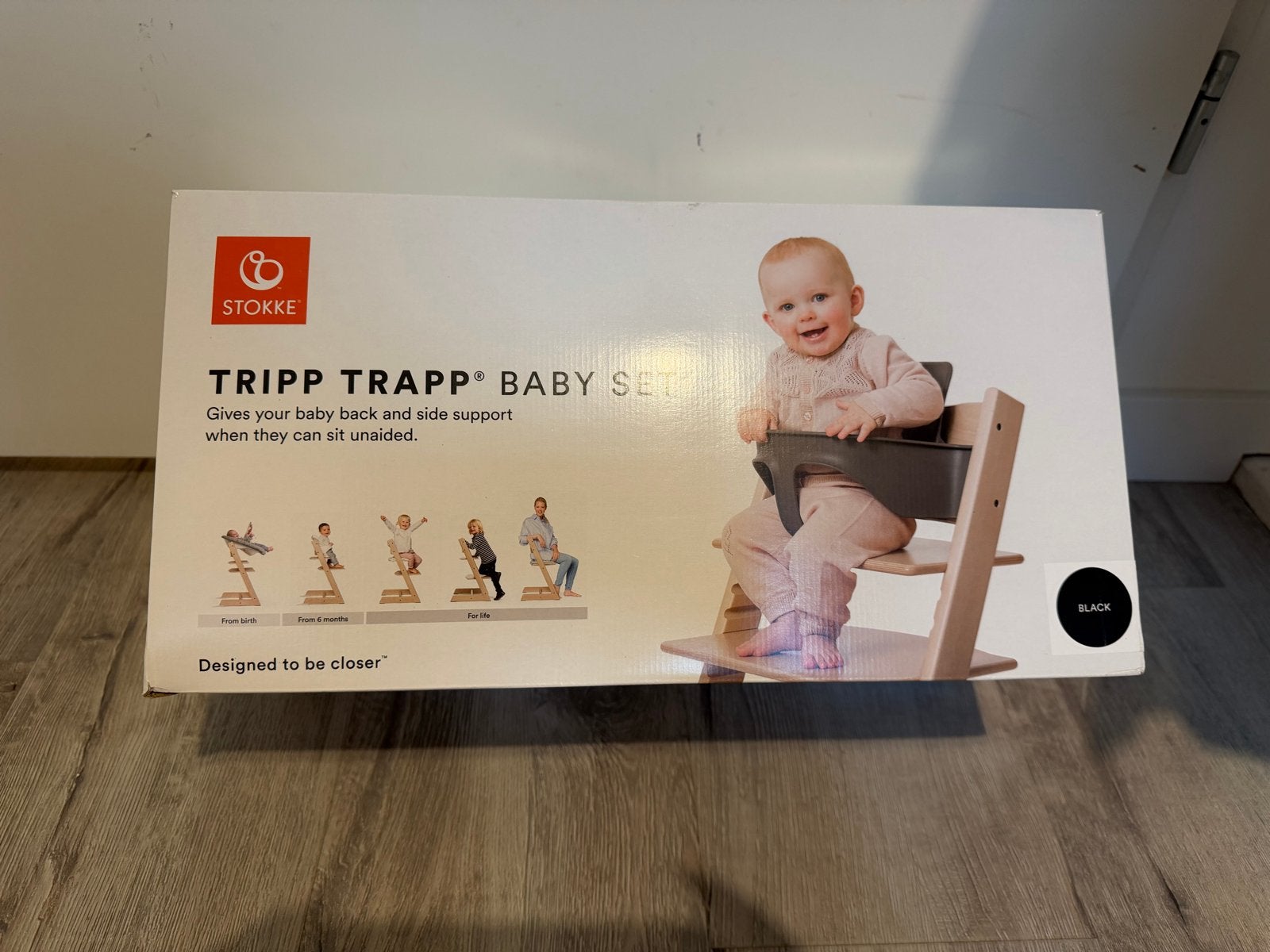 Stokke Tripp Trapp Baby Set & Tray Zwart - Zo goed als nieuw, Ophalen, Zo goed als nieuw, Meegroeistoel, Afneembaar eetblad