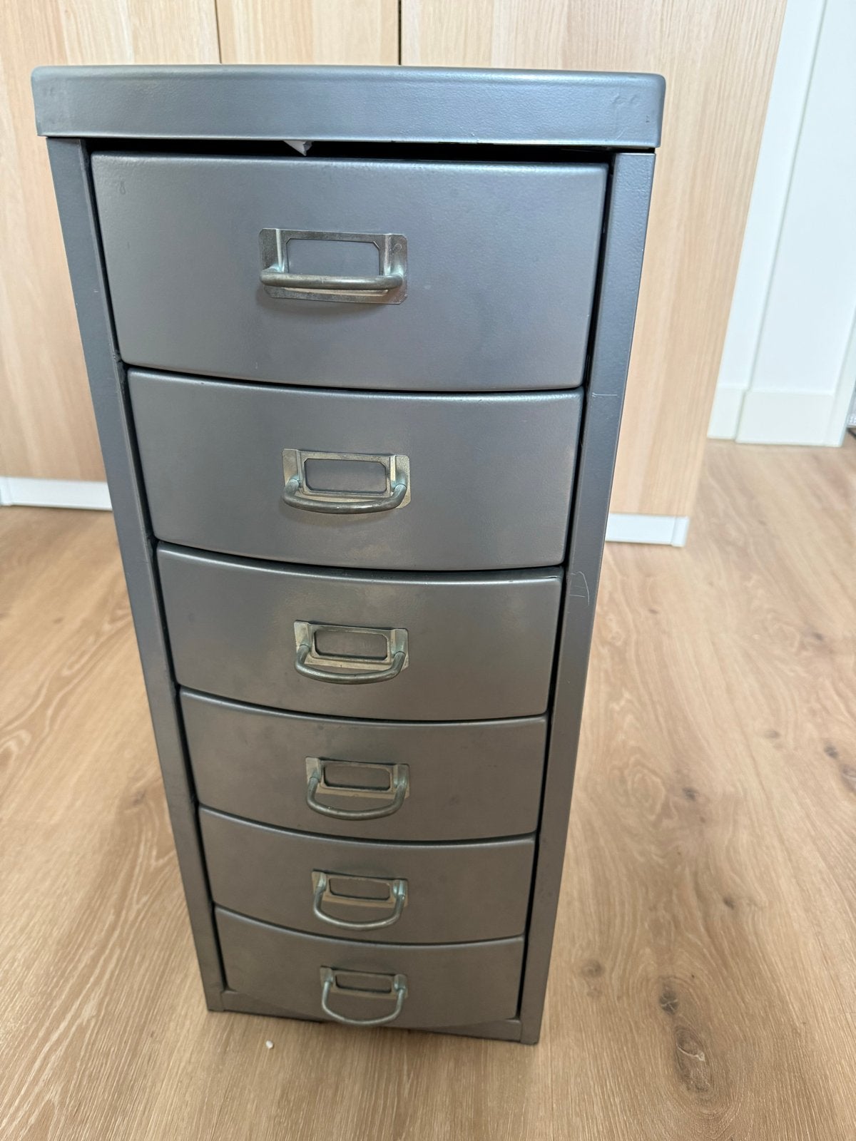 Vintage metalen ladekast met 6 laden, Ophalen, Minder dan 50 cm, Gebruikt, 5 laden of meer