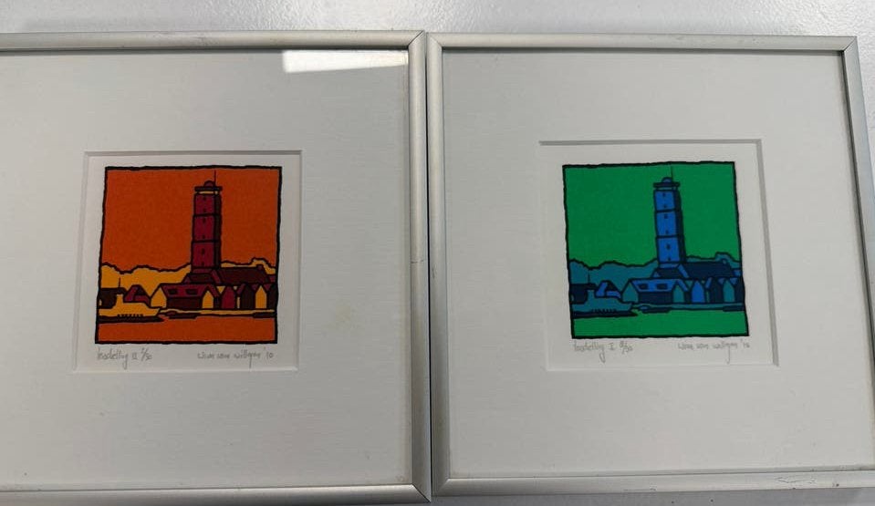 Wim van Willigen '10 - Brandaris vuurtoren (2x), 2000 tot heden, Genummerd, Stadsgezicht, Ophalen of Verzenden