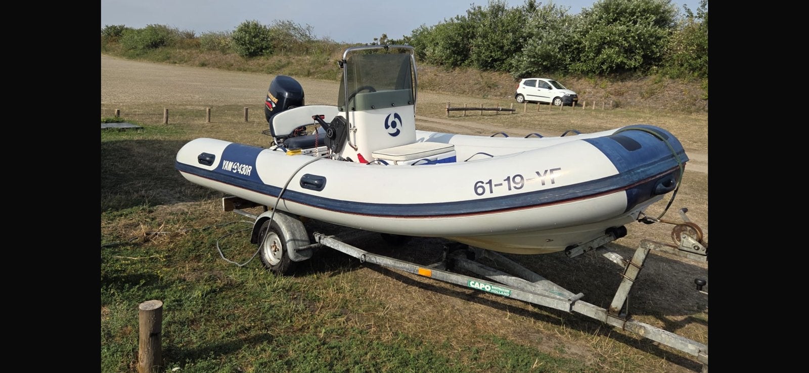 Yam rib met 50 pk viertakt evinrude incl trailer, 4 m, Yam, 20 cm, Zo goed als nieuw