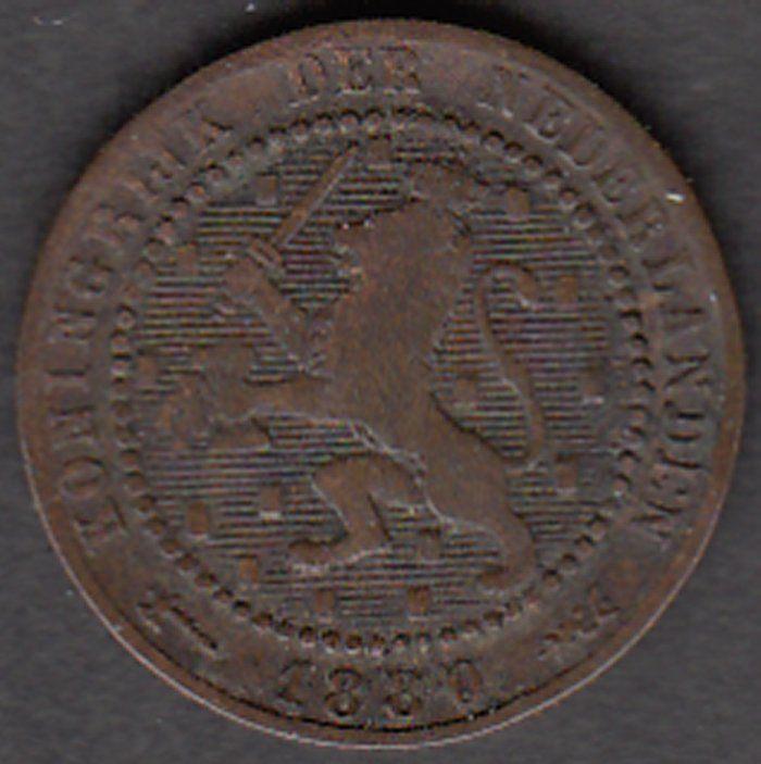 Nederland 1 cent 1880 Willem III, Sch. 697 in munthouder, Ophalen of Verzenden, Koning Willem III, 1 cent, Losse munt