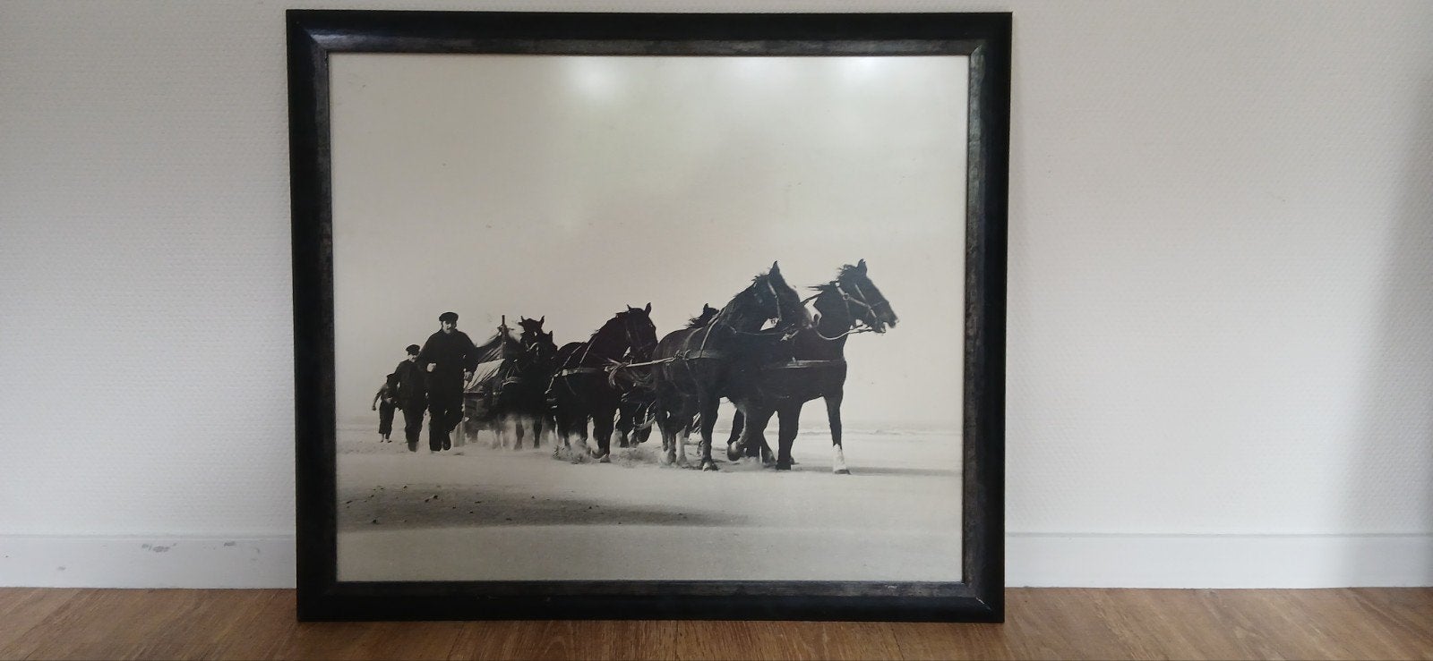 Paarden trekken reddingssloep van eiland - Vintage foto, Ophalen of Verzenden