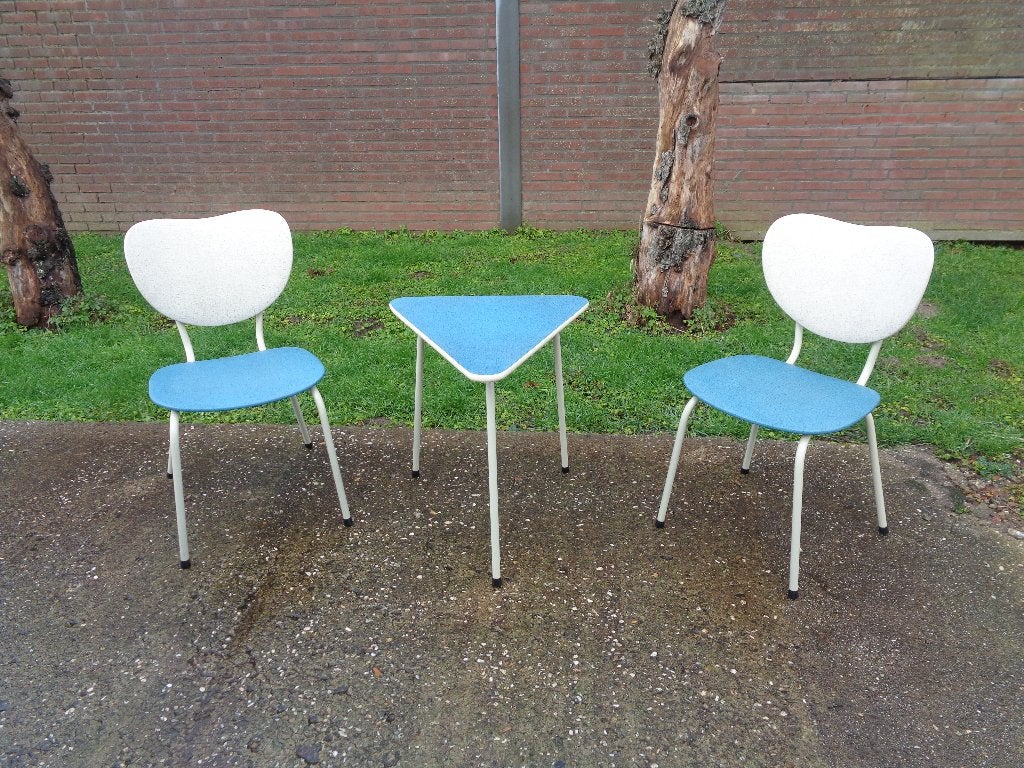 vintage stoelen en tafeltje jaren '60, Ophalen, Gebruikt, Stoel(en)