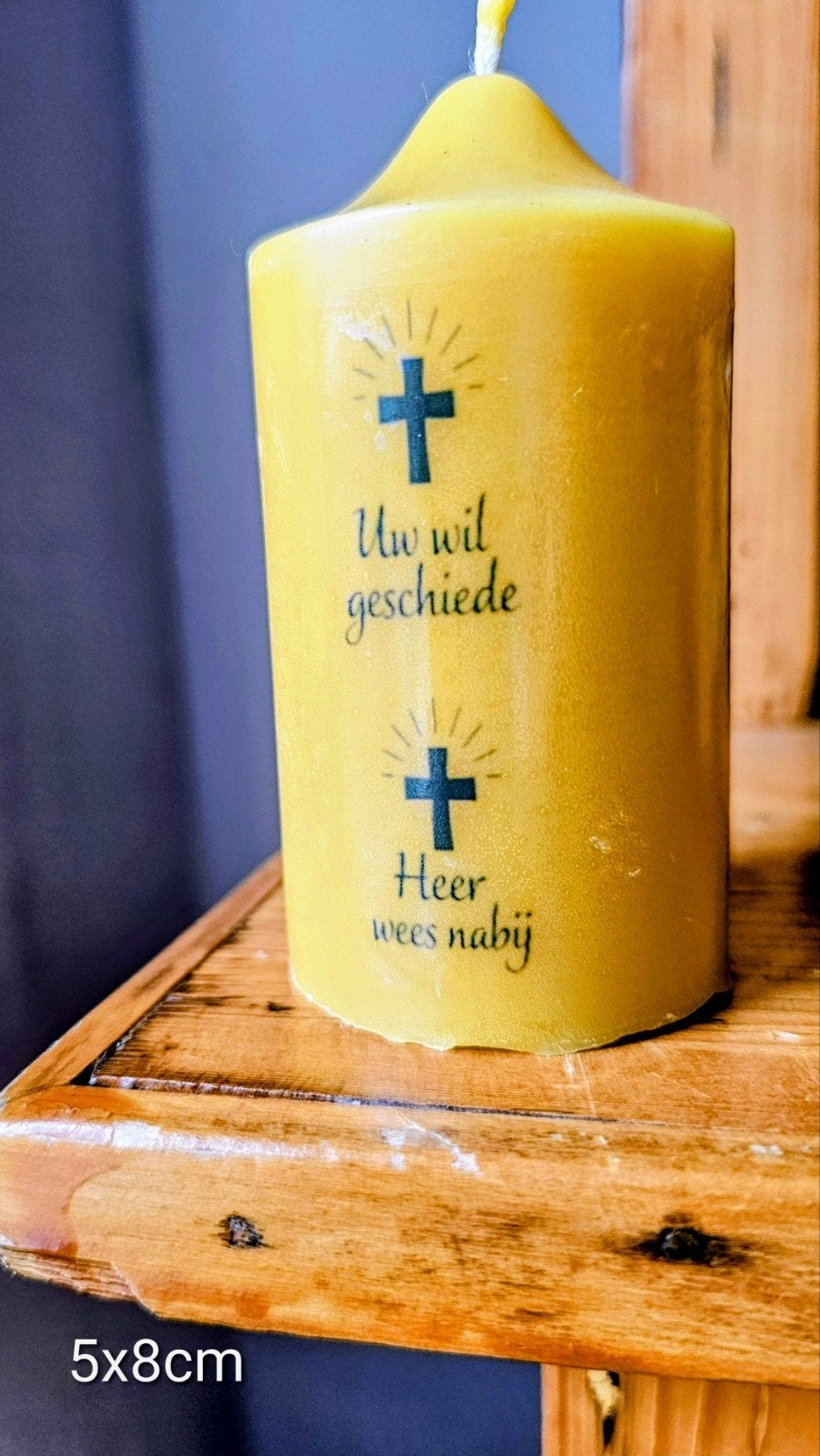 Devotie kaarsen met tekst van bijenwas, Ophalen of Verzenden