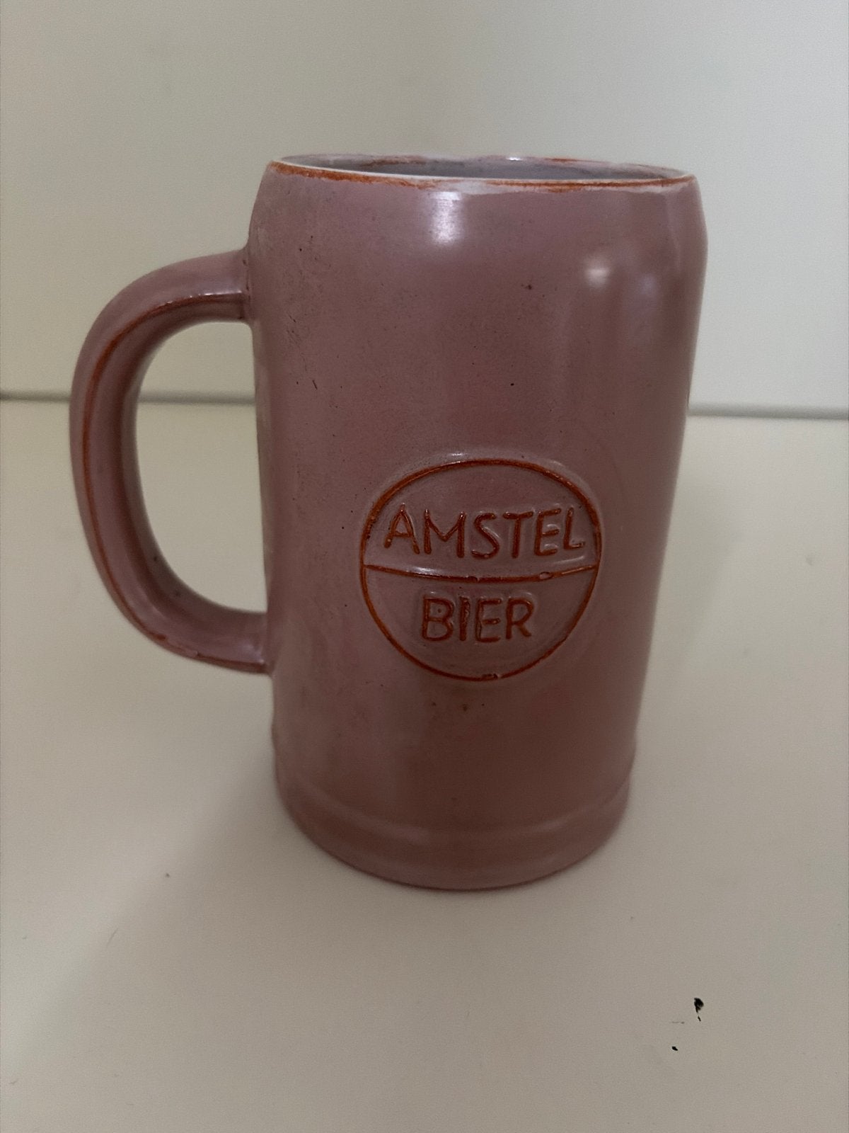 Amstel Bier mok - Roze keramische beker, Ophalen of Verzenden, Roze, Steen/keramiek, Overige merken
