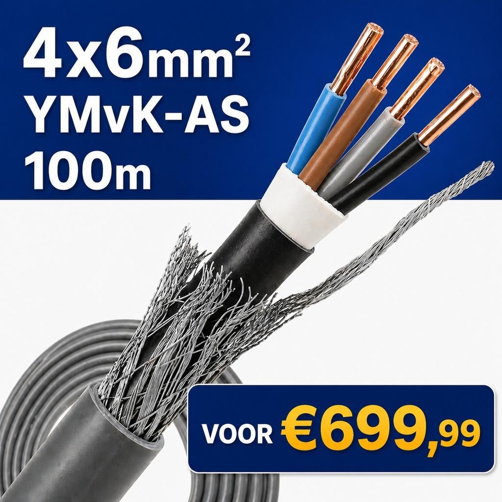 YMvK-as grondkabel 4x6mm²+as 6mm² Dca (100m)
