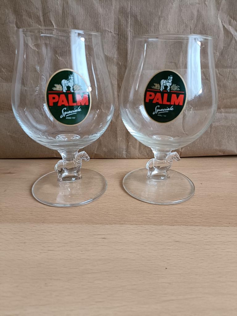 2 Palm glazen met paard, Verzamelen, Biermerken, Ophalen of Verzenden, Zo goed als nieuw, Glas of Glazen, Palm