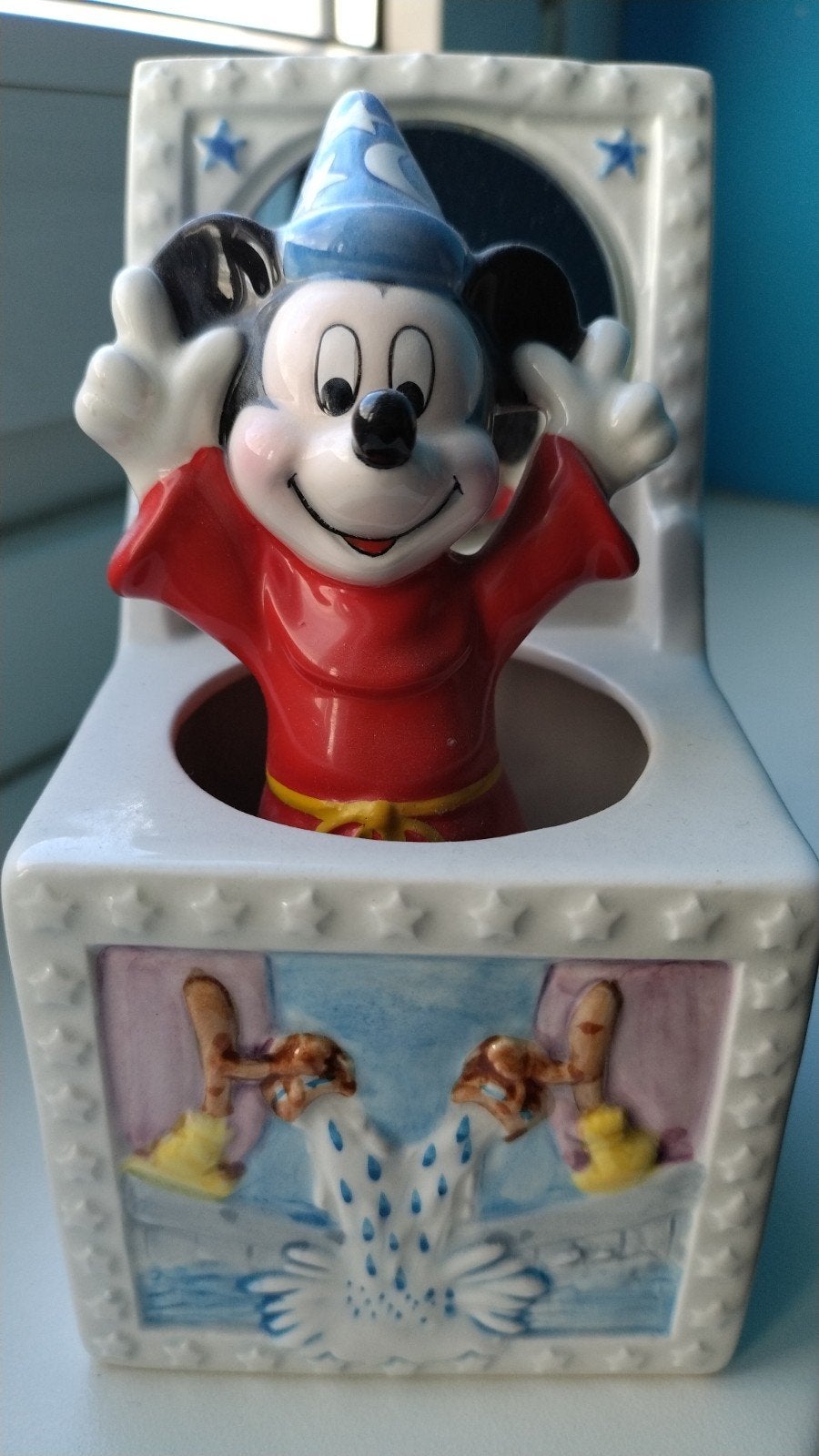 Mickey Mouse Fantasia Muziekdoos Schmid Disney Vintage, Verzamelen, Ophalen of Verzenden, Mickey Mouse, Zo goed als nieuw, Beeldje of Figuurtje