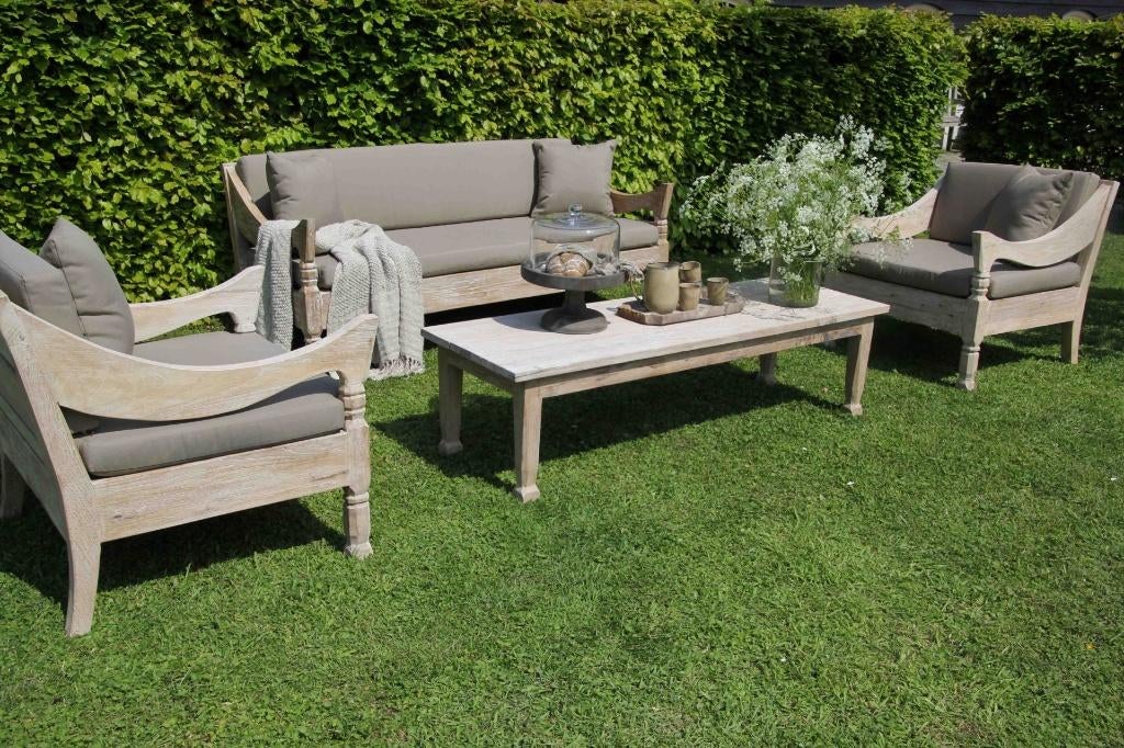 landelijke houten tuinmeubels v. AURA PEEPERKORN, 5 zitplaatsen, Nieuw, Ophalen of Verzenden, Bank