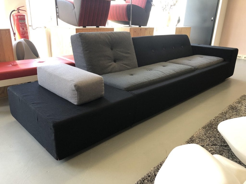 Vitra Polder Sofa Bank XXL Zwart/Grijs Stof