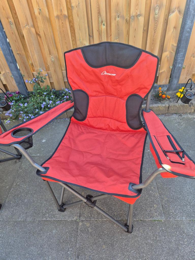 2 luxe hypercamp campingstoelen, Caravans en Kamperen, Ophalen, Zo goed als nieuw, Campingstoel