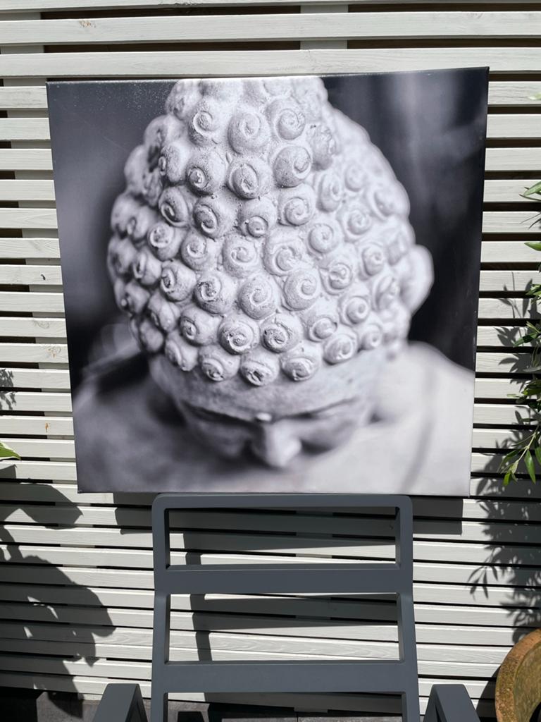Boeddha Kwantum buiten Canvas Schilderij Zwart-Wit, Ophalen of Verzenden, Zo goed als nieuw
