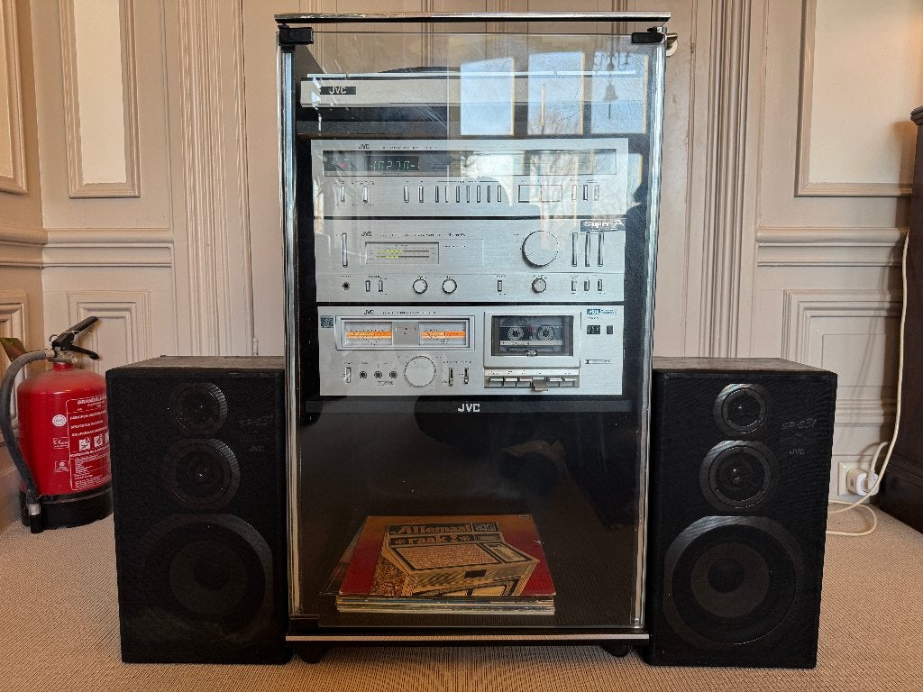JVC Stereo Set Toren Platenspeler Cassette Audiomeubel 70 80, Ophalen, Tuner of Radio, Gebruikt, JVC