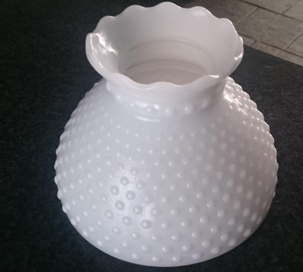 Zgan melkwit lampenkap voor olie of schippers lamp, Wit, Rond, Ophalen of Verzenden, Zo goed als nieuw