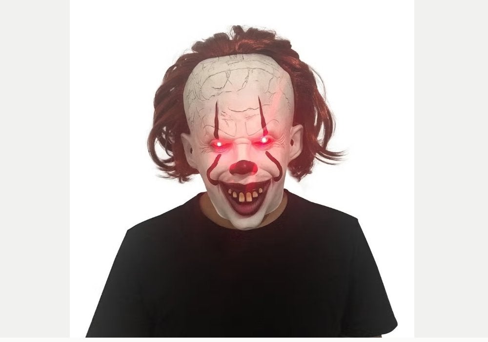 Horror full face latex masker Pennywise met LED