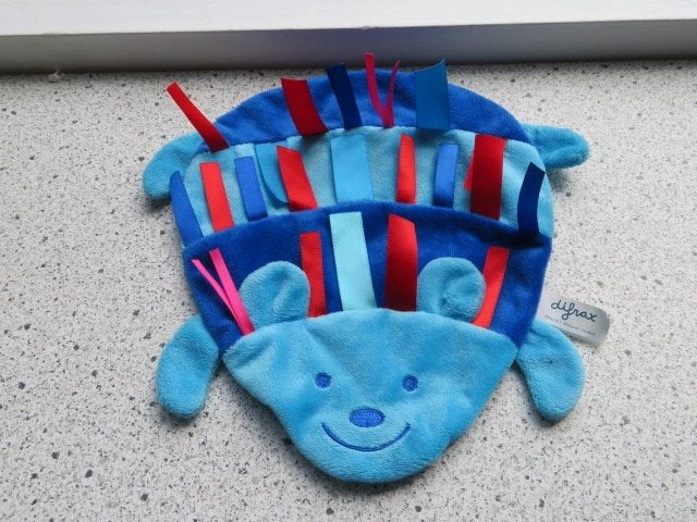 Knuffeldoek knisperdoek Egel egeltje van Difrax blauw met, Overige typen, Blauw, Ophalen of Verzenden, Zo goed als nieuw