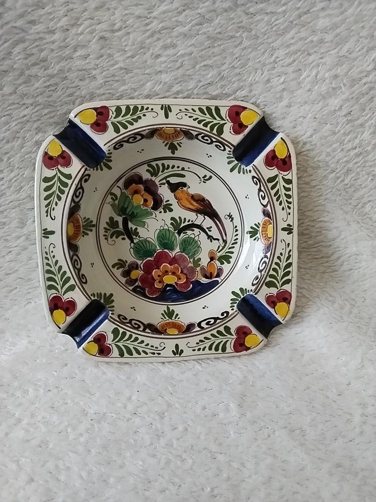 Delfts blauw asbakje met vogel en bloemen, Antiek en Kunst, Ophalen of Verzenden