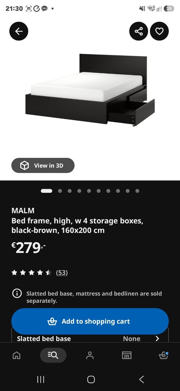 IKEA MALM bedframe 160x200 cm met 4 opberglades, Gebruikt, Zwart, Tweepersoons, Ophalen of Verzenden