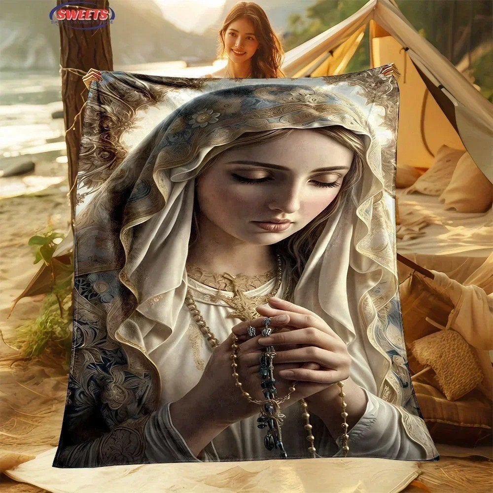 Prachtige zachte pluche deken - Maagd Maria, Ophalen of Verzenden, Nieuw