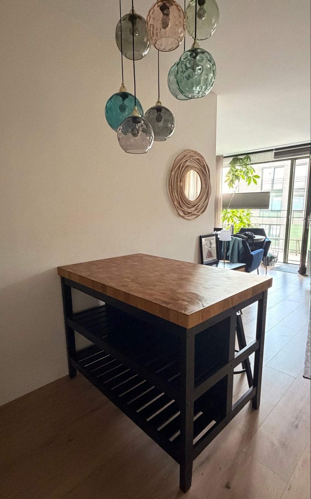 IKEA VADHOLMA Keukeneiland + krukken, Zwart/Eiken 127x79x90, Ophalen, Hout, IKEA, Keukentrolley