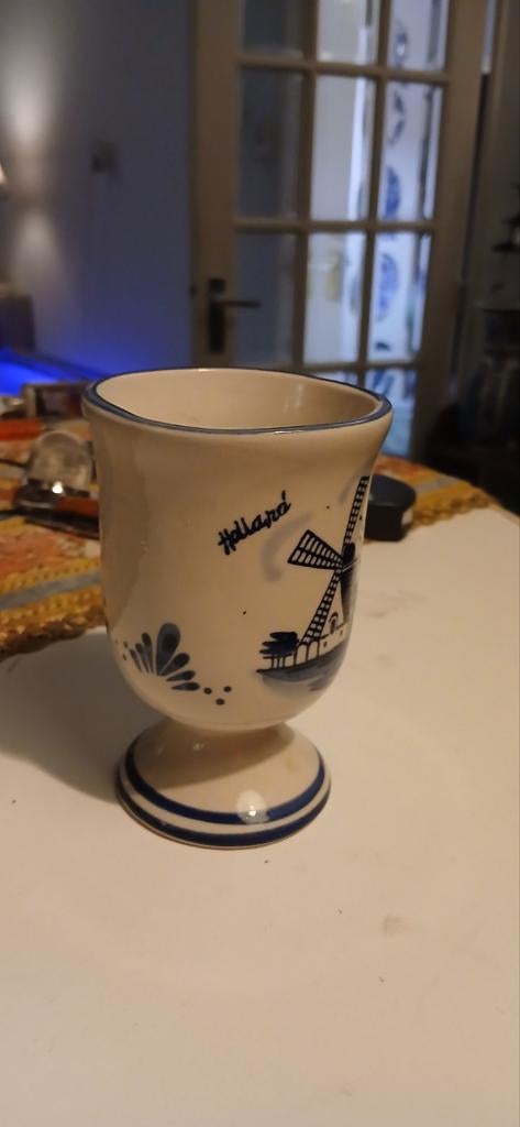 Delfts Blauw Beker met Molen en Holland Opdruk, Ophalen of Verzenden