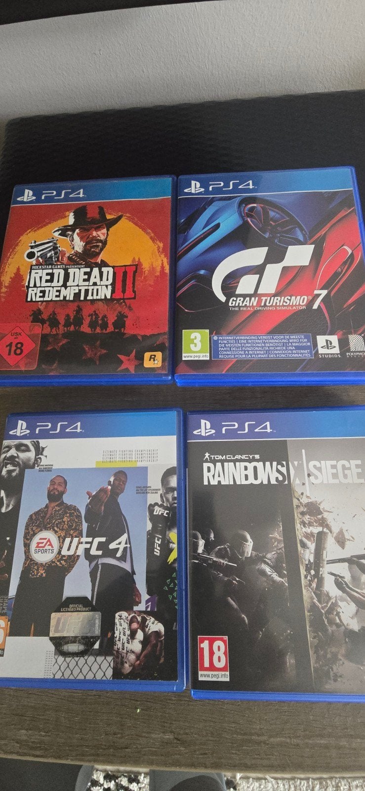 4 PS4 spellen:2, Gran Turismo 7, UFC 4,, Gebruikt, Vanaf 18 jaar, Overige genres, 1 speler